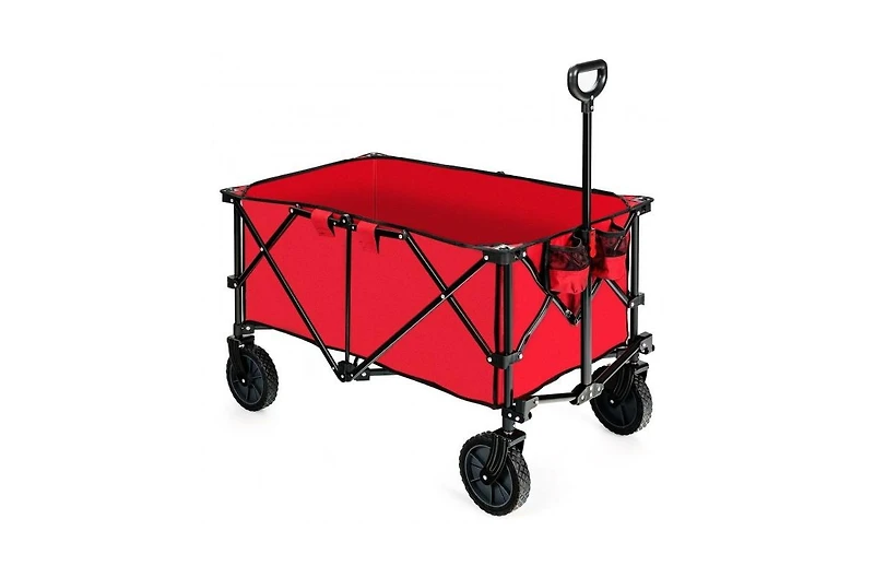Mountaintop Outdoor Folding Wagon Cart with Adjustable Handle and Universal Wheels