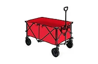 Mountaintop Outdoor Folding Wagon Cart with Adjustable Handle and Universal Wheels