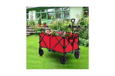 Mountaintop Outdoor Folding Wagon Cart with Adjustable Handle and Universal Wheels