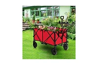 Mountaintop Outdoor Folding Wagon Cart with Adjustable Handle and Universal Wheels