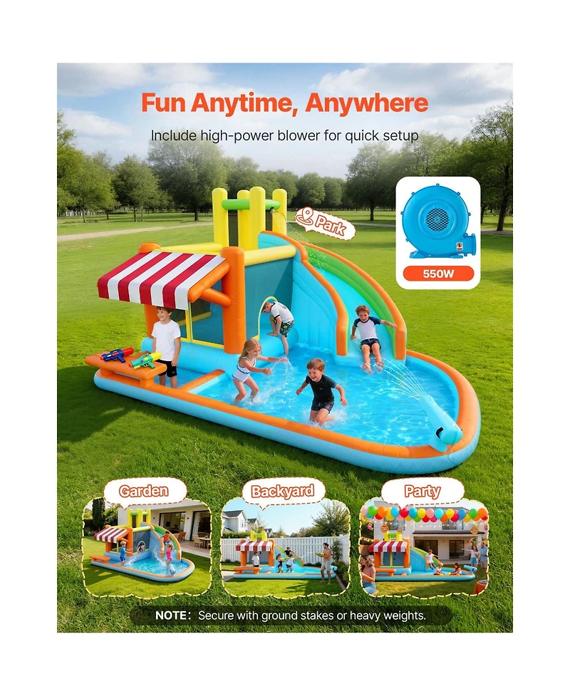 Hikeen 14.9 x 12.8 ft Inflatable Water Slide Bounce House with Tall Slide, Splash Pool and Play Market