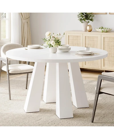 Gaomon Round Dining Room Table for 4-6, 47" Wood Kitchen Table with Sturdy Base, Farmhouse Circle Dining Tables for Living Room, Apartment
