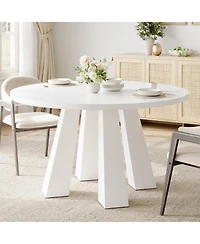Gaomon Round Dining Room Table for 4-6, 47" Wood Kitchen Table with Sturdy Base, Farmhouse Circle Dining Tables for Living Room, Apartment