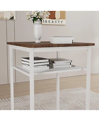 Flynama 3-Piece Foldable Bar Table Set with 2 Stools, Backrest and Partition for Small Kitchen and Apartment