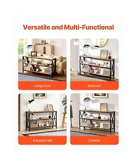 Slickblue Narrow Hallway Table with 3-Tier Storage, Skinny Sofa Console Table for Living Room Decor