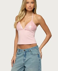 Edikted Women's Katelyn Sequin-Halter Sleeveless Top