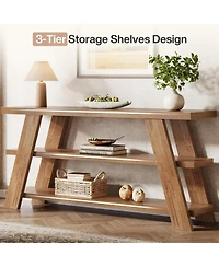 Slickblue Entryway Console Table with 3-Tier Storage Shelves for Farmhouse Decor