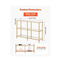 Slickblue Modern Rectangle Console Table with Glass Shelves and Iron Frame, Entryway Sofa Table for Home