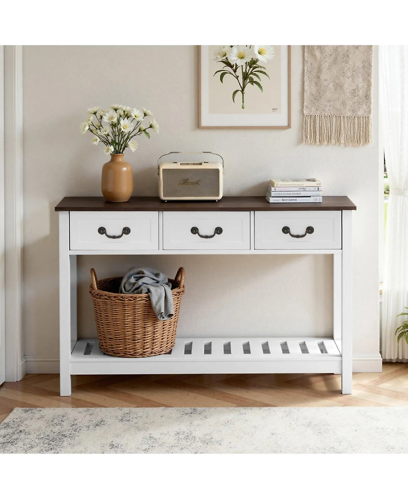 Slickblue Wooden Entryway Console Table with Storage Drawers, Bottom Shelf, Behind Couch Table for Home Decor