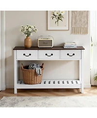 Slickblue Wooden Entryway Console Table with Storage Drawers, Bottom Shelf, Behind Couch Table for Home Decor