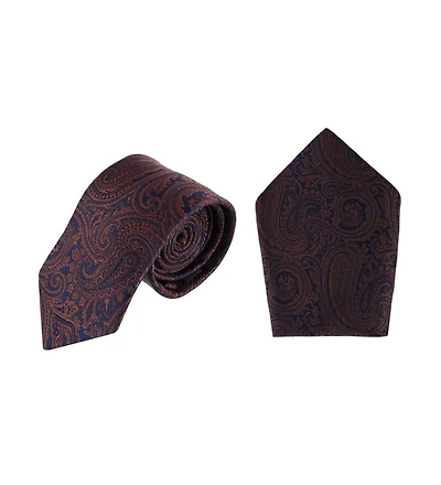 Trafalgar Men's Sobee Paisley Silk Necktie and Pocket Square