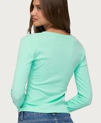 Edikted Women's Yerin Long-Sleeve V-Neck Ribbed Henley