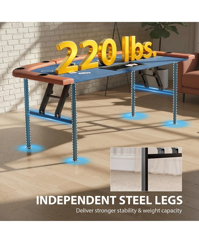 Soozier 72" Foldable Poker Table, 8-Player jack Table,