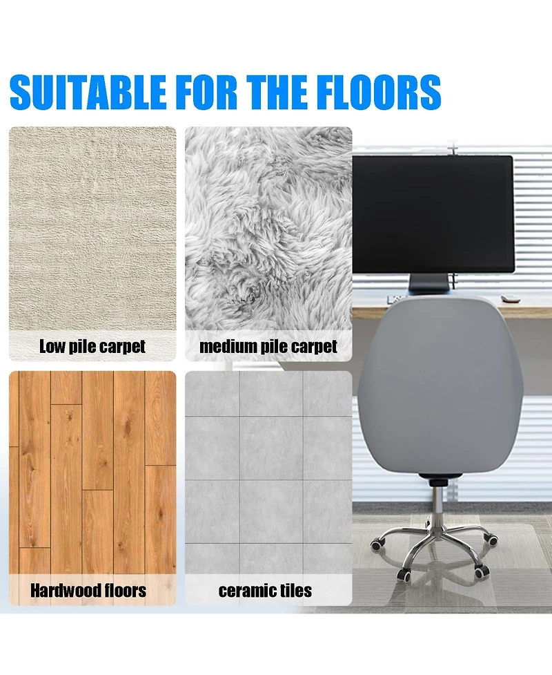 Danrong Large Anti Slip Hard Floor Chair Mat Protector Office Home Rug