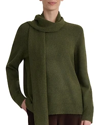 Jones New York Women's Detachable Fringe Scarf Turtleneck Sweater