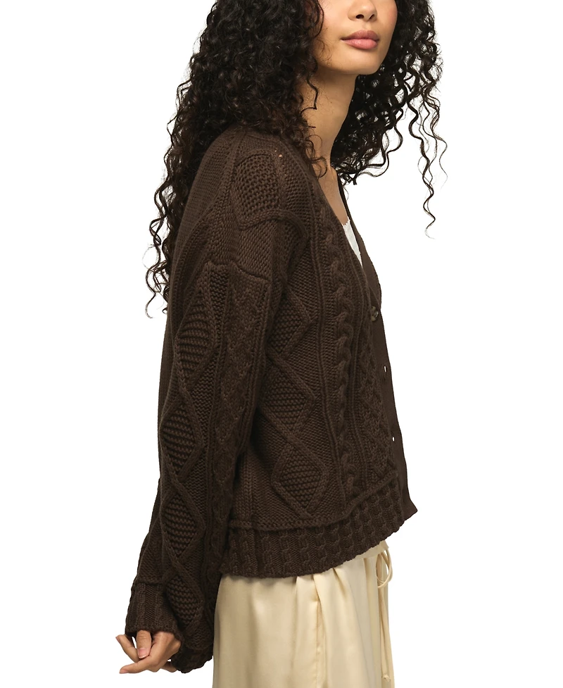 Lucky Brand Women's V-Neck Cable-Knit Cardigan Sweater