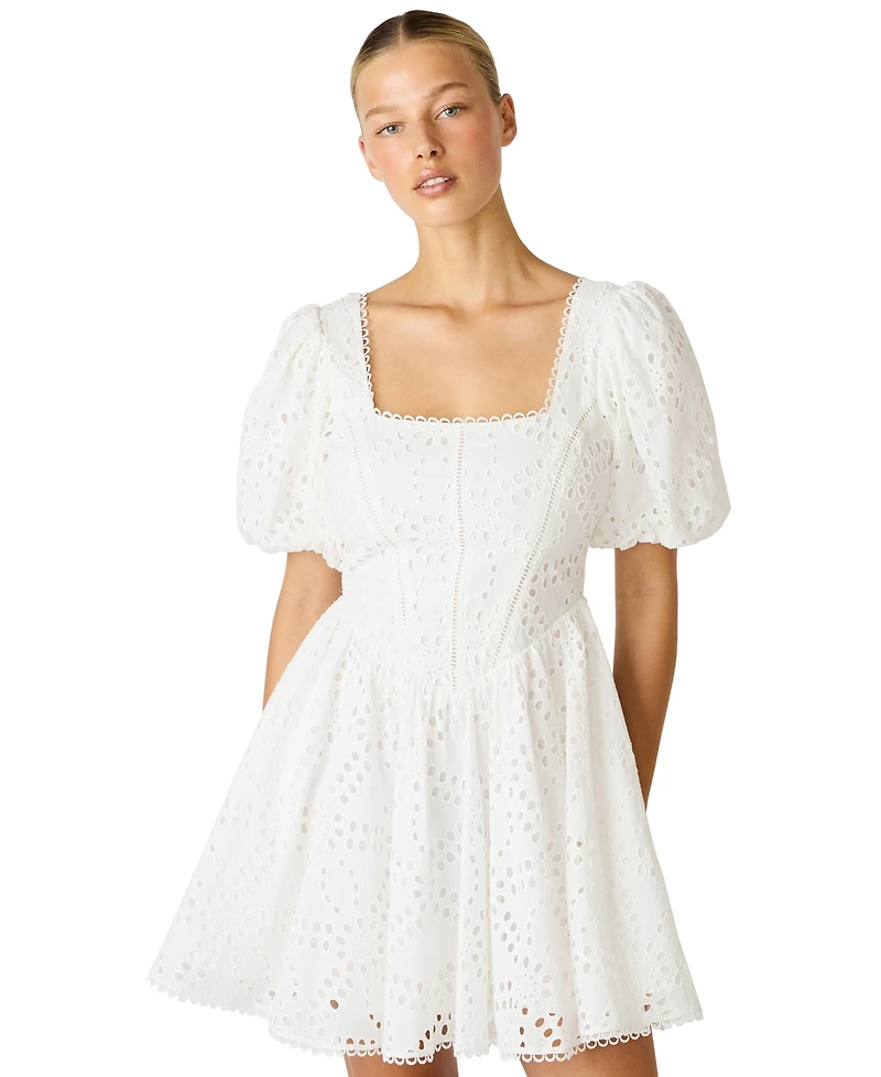 Steve Madden Juniors' Square Neck Eyelet Dress