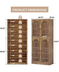 Tribesigns 70.86" Tall Bookcase with 4 Slatted Doors: 9-tier Farmhouse Bookshelf with Storage Shelves Cabinet for Home Office, Living Room