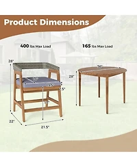 Yiortwo Patio Dining Set Acacia Wood Table Chairs with Cushions