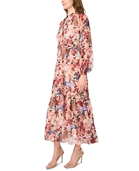 Msk Women's Floral Long-Sleeve V-Neck Maxi Dress