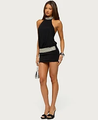 Edikted Women's Beaded High-Neck Backless Mini Dress
