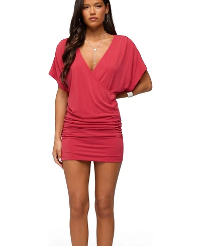Edikted Women's Yaara Wrap Mini Ruched Body-Con Dress