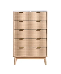 Slickblue 5 Drawer Fluted Dresser with Storage for Bedroom and Hallway