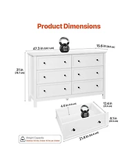 Slickblue 6 Drawer Wooden Dresser with Storage for Bedroom and Entryway
