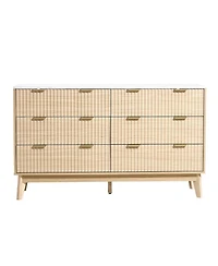 Slickblue 6 Drawer Fluted Dresser Chest for Bedroom and Living Room