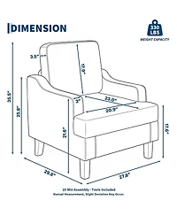 gaomon 2 Piece Modern Chenille Accent Sofa Chair, Armchair for Living Room and Bedroom