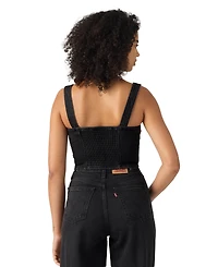 Levi's Women's Audra Seamed Top Cap Sleeveless Square Neck Crop Denim