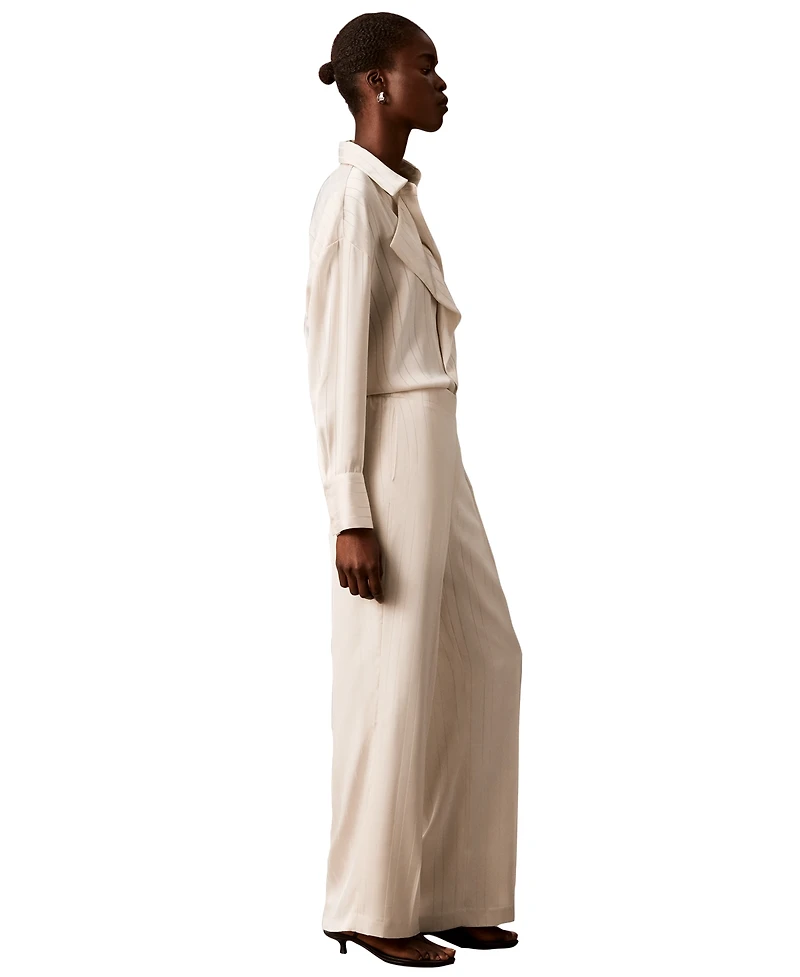 Calvin Klein Women's Pull-on Wide-leg Satin Pants