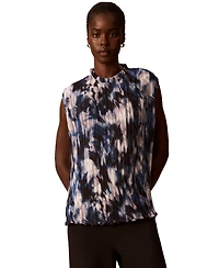 Calvin Klein Women's Mock Neck Sleeveless Printed Blouse