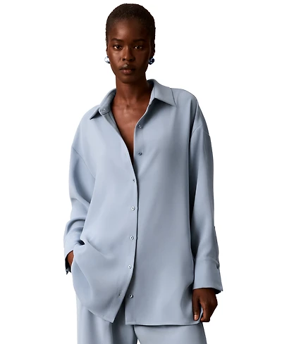 Calvin Klein Women's Collared Neck Long-Sleeve Top