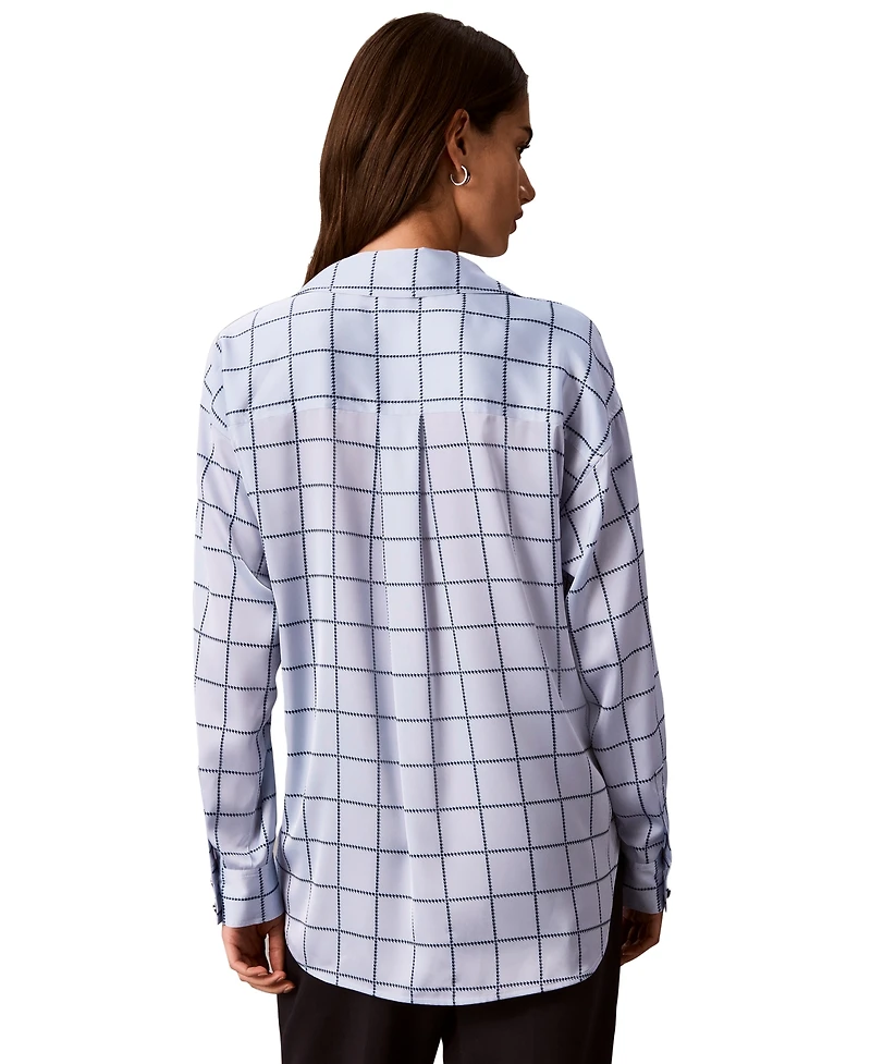 Calvin Klein Women's Plaid Long-Sleeve Button-Up Shirt