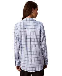 Calvin Klein Women's Plaid Long-Sleeve Button-Up Shirt