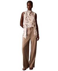 Calvin Klein Women's Mock Neck Tie-Front Sleeveless Top