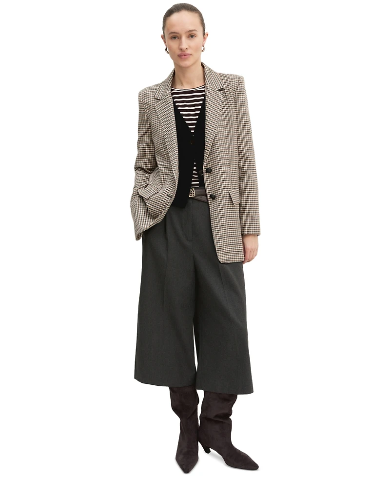 Emme Marella Women's Straight-Fit Plaid Long-Sleeve Lapel Collar Blazer