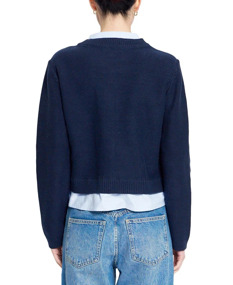 Central Park West Women's Coen Towfer Cotton-Blend Cropped Cardigan