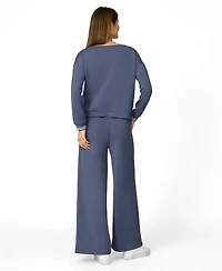 Cable & Gauge Women's Boat Neck Top and Wide Leg Pant Lounge Set
