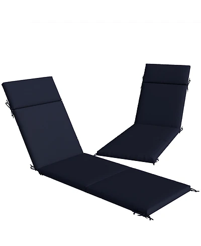 Outsunny Outdoor Chaise Lounge Cushions Set of 2 with Ties,