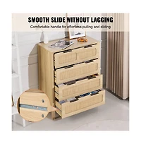 Slickblue 4 Drawer Rattan Dresser with Spacious Storage for Bedroom