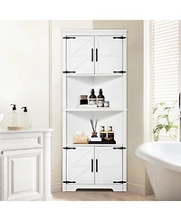 Slickblue 68" Corner Storage Cabinet with 4 Wooden Doors and Shelves