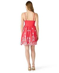 Steve Madden Juniors' Floral-Print Cutout Sweetheart-Neck Dress