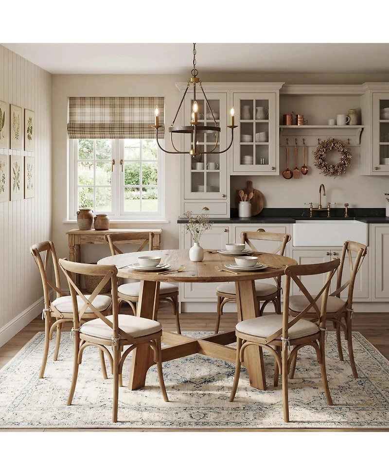 Tribesigns Solid Wood Round Dining Table for 4, 47 Inch table with wood pedestal base, dinner table for dining room, kitchen, living room Table Only