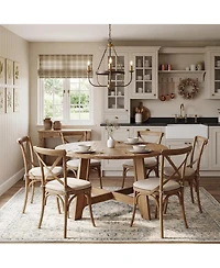 Tribesigns Solid Wood Round Dining Table for 4, 47 Inch table with wood pedestal base, dinner table for dining room, kitchen, living room Table Only