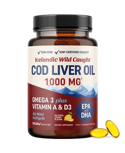 Mav Nutrition Cod Liver Softgels 1000 Milligram, 60 Count