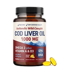 Mav Nutrition Cod Liver Softgels 1000 Milligram, 60 Count