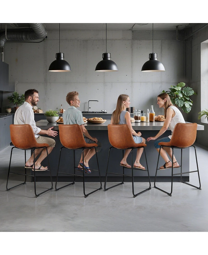 Slickblue Set of 4 26 Inch Pu Leather Counter Height Bar Stools