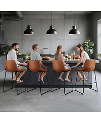 Slickblue Set of 4 26 Inch Pu Leather Counter Height Bar Stools